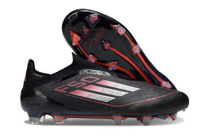 Men's Adidas F50 Elite Laceless FG Firm Ground Low-Tops Football Boots - Black/Silver/Red