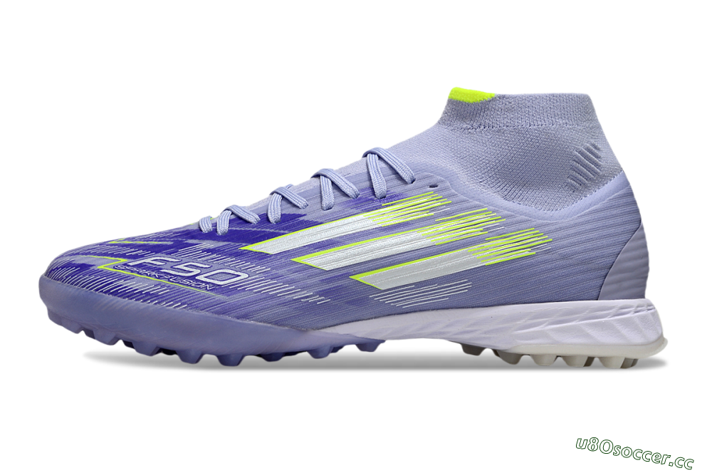 Men's Adidas F50 Elite Mid TF Artificial Turf Low-Tops Football Shoes - Purple/Silver/Yellow 0