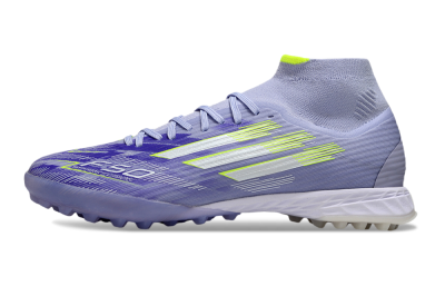 Men's Adidas F50 Elite Mid TF Artificial Turf Low-Tops Football Shoes - Purple/Silver/Yellow
