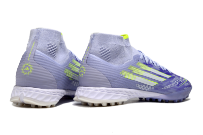 Men's Adidas F50 Elite Mid TF Artificial Turf Low-Tops Football Shoes - Purple/Silver/Yellow