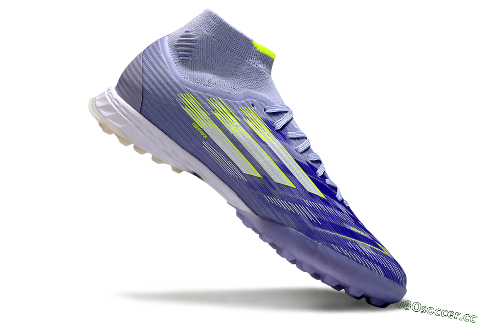Men's Adidas F50 Elite Mid TF Artificial Turf Low-Tops Football Shoes - Purple/Silver/Yellow 4