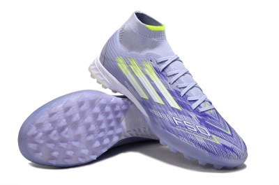 Men's Adidas F50 Elite Mid TF Artificial Turf Low-Tops Football Shoes - Purple/Silver/Yellow