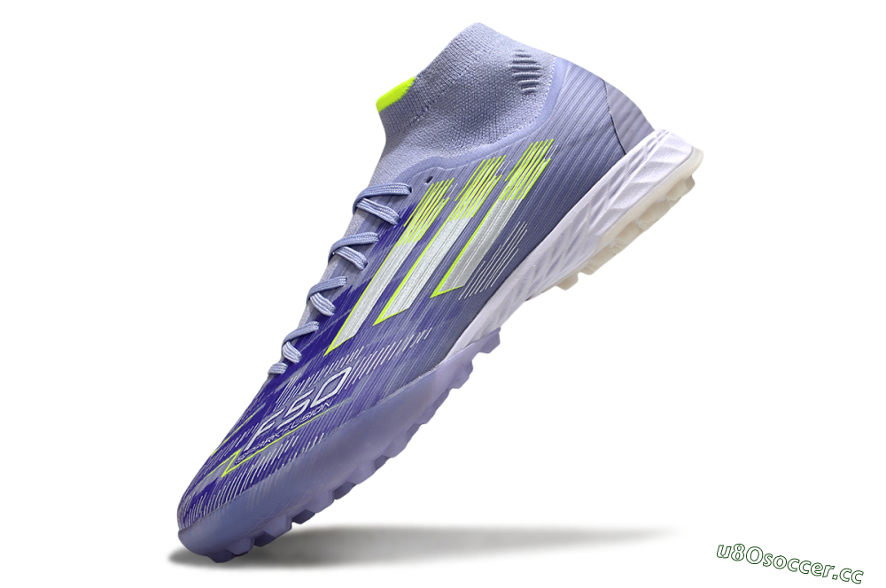 Men's Adidas F50 Elite Mid TF Artificial Turf Low-Tops Football Shoes - Purple/Silver/Yellow 5