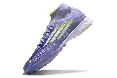 Men's Adidas F50 Elite Mid TF Artificial Turf Low-Tops Football Shoes - Purple/Silver/Yellow