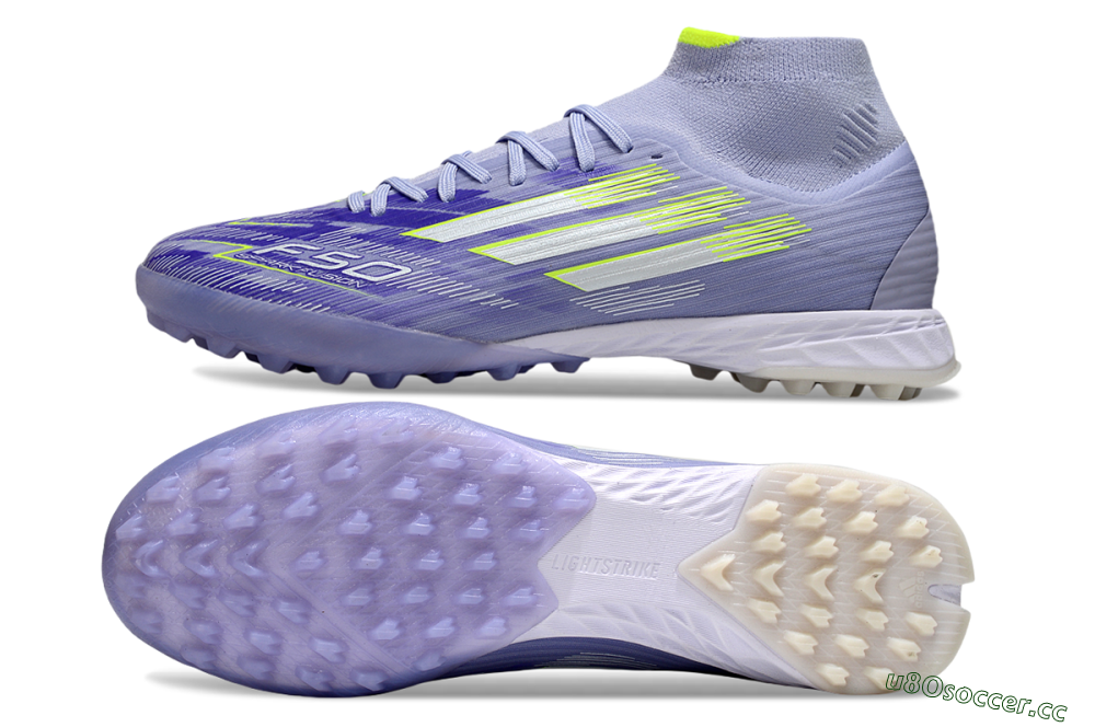 Men's Adidas F50 Elite Mid TF Artificial Turf Low-Tops Football Shoes - Purple/Silver/Yellow 1