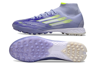 Men's Adidas F50 Elite Mid TF Artificial Turf Low-Tops Football Shoes - Purple/Silver/Yellow