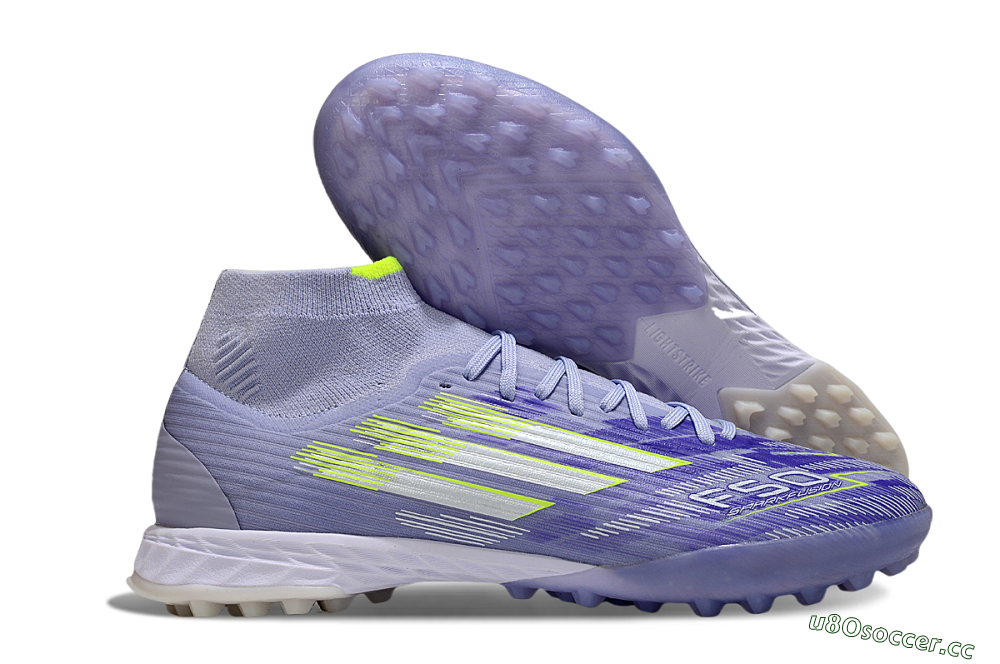 Men's Adidas F50 Elite Mid TF Artificial Turf Low-Tops Football Shoes - Purple/Silver/Yellow 2
