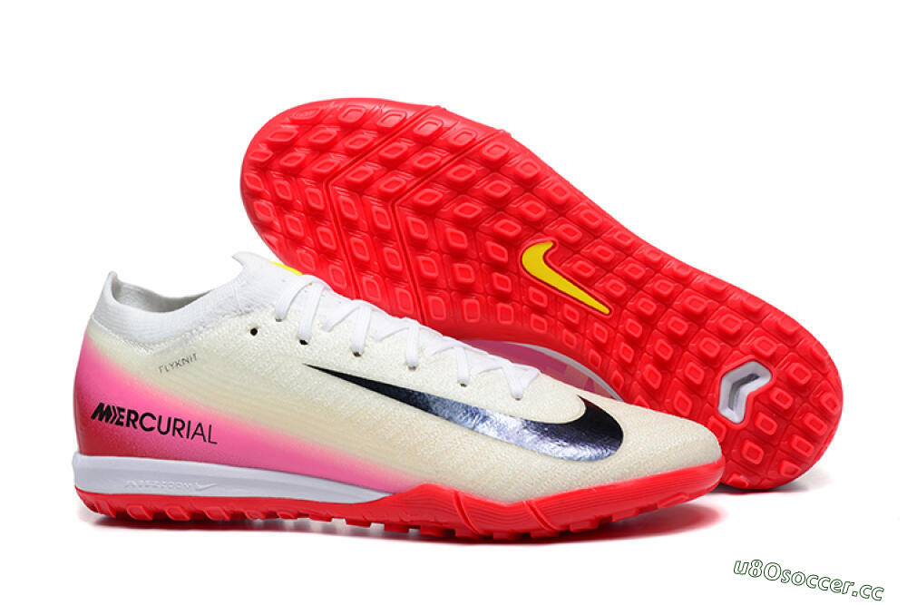 Men's Nike Air Zoom Mercurial Vapor 16 Elite TF Artificial Turf Low-Tops Football Shoes - Beige/Black/Pink 2