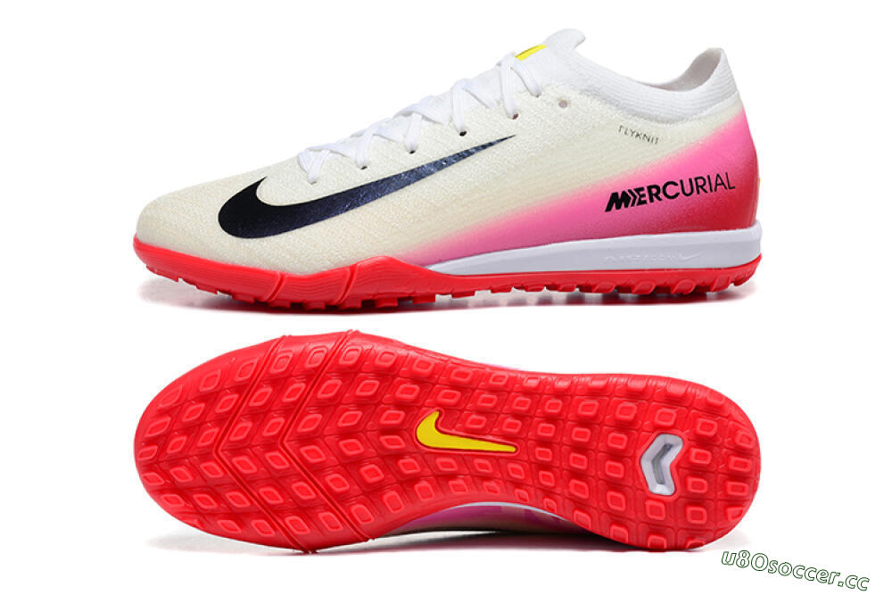 Men's Nike Air Zoom Mercurial Vapor 16 Elite TF Artificial Turf Low-Tops Football Shoes - Beige/Black/Pink 1