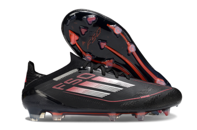 Men's Adidas F50 Elite FG Firm Ground Low-Tops Football Boots - Black/Silver/Red