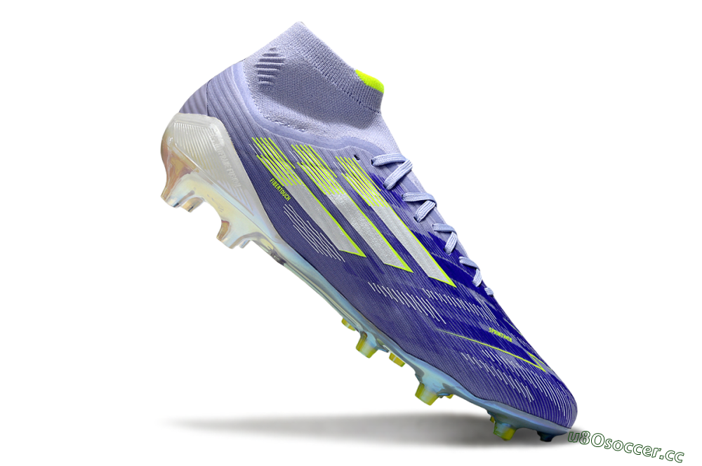Men's Adidas F50 Elite Mid FG Firm Ground High-Tops Football Boots - Purple/Silver/Yellow 4