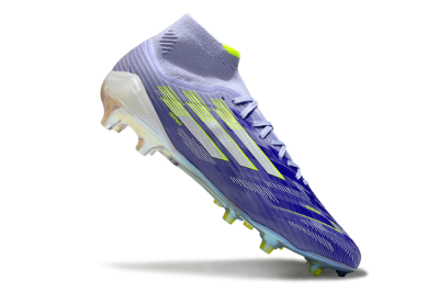 Men's Adidas F50 Elite Mid FG Firm Ground High-Tops Football Boots - Purple/Silver/Yellow