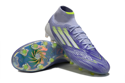Men's Adidas F50 Elite Mid FG Firm Ground High-Tops Football Boots - Purple/Silver/Yellow