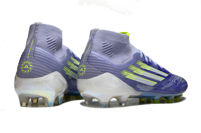 Men's Adidas F50 Elite Mid FG Firm Ground High-Tops Football Boots - Purple/Silver/Yellow