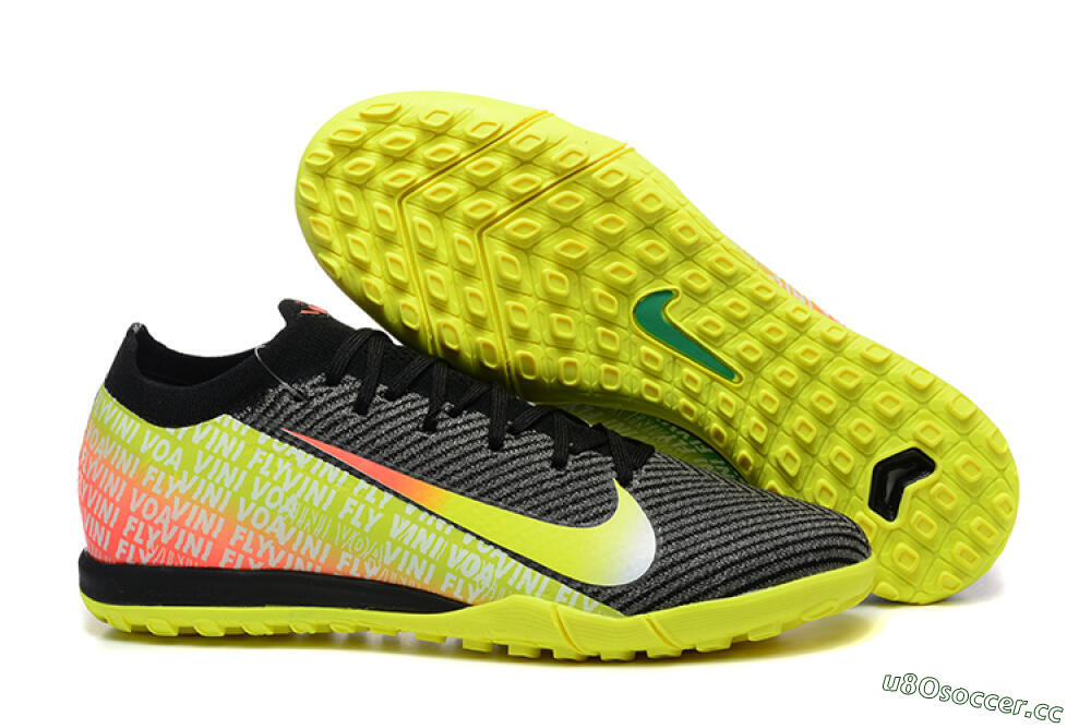 Men's Nike Air Zoom Mercurial Vapor 16 Elite TF Artificial Turf Low-Tops Football Shoes - Black/Yellow/Red 2