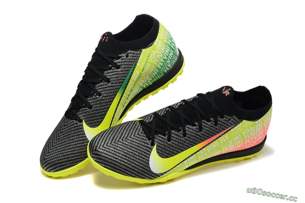 Men's Nike Air Zoom Mercurial Vapor 16 Elite TF Artificial Turf Low-Tops Football Shoes - Black/Yellow/Red 6