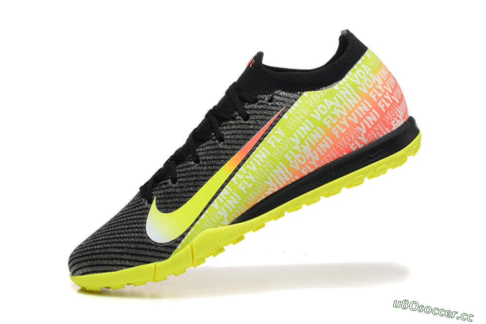 Men's Nike Air Zoom Mercurial Vapor 16 Elite TF Artificial Turf Low-Tops Football Shoes - Black/Yellow/Red 8