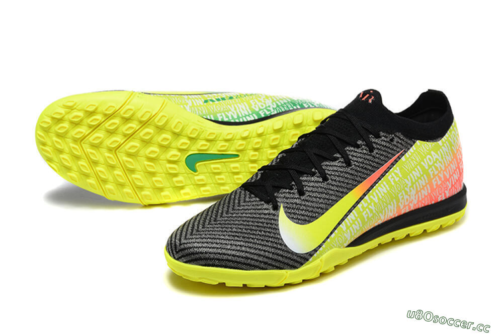 Men's Nike Air Zoom Mercurial Vapor 16 Elite TF Artificial Turf Low-Tops Football Shoes - Black/Yellow/Red 3
