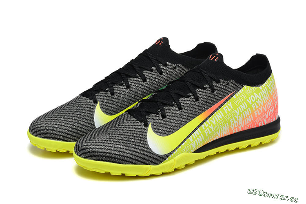 Men's Nike Air Zoom Mercurial Vapor 16 Elite TF Artificial Turf Low-Tops Football Shoes - Black/Yellow/Red 5