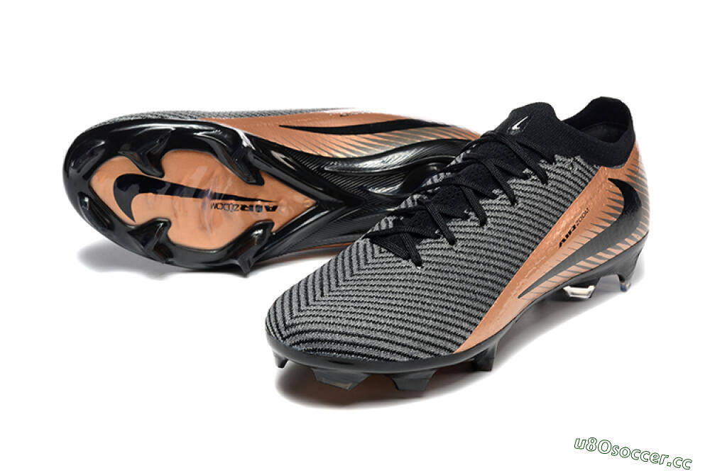 Men's Nike Air Zoom Mercurial Vapor 16 Elite FG Firm Ground Low-Tops Football Boots - Grey/Black/Gold 3