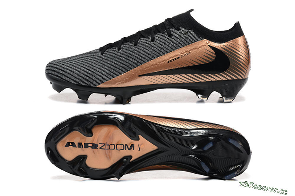 Men's Nike Air Zoom Mercurial Vapor 16 Elite FG Firm Ground Low-Tops Football Boots - Grey/Black/Gold 1