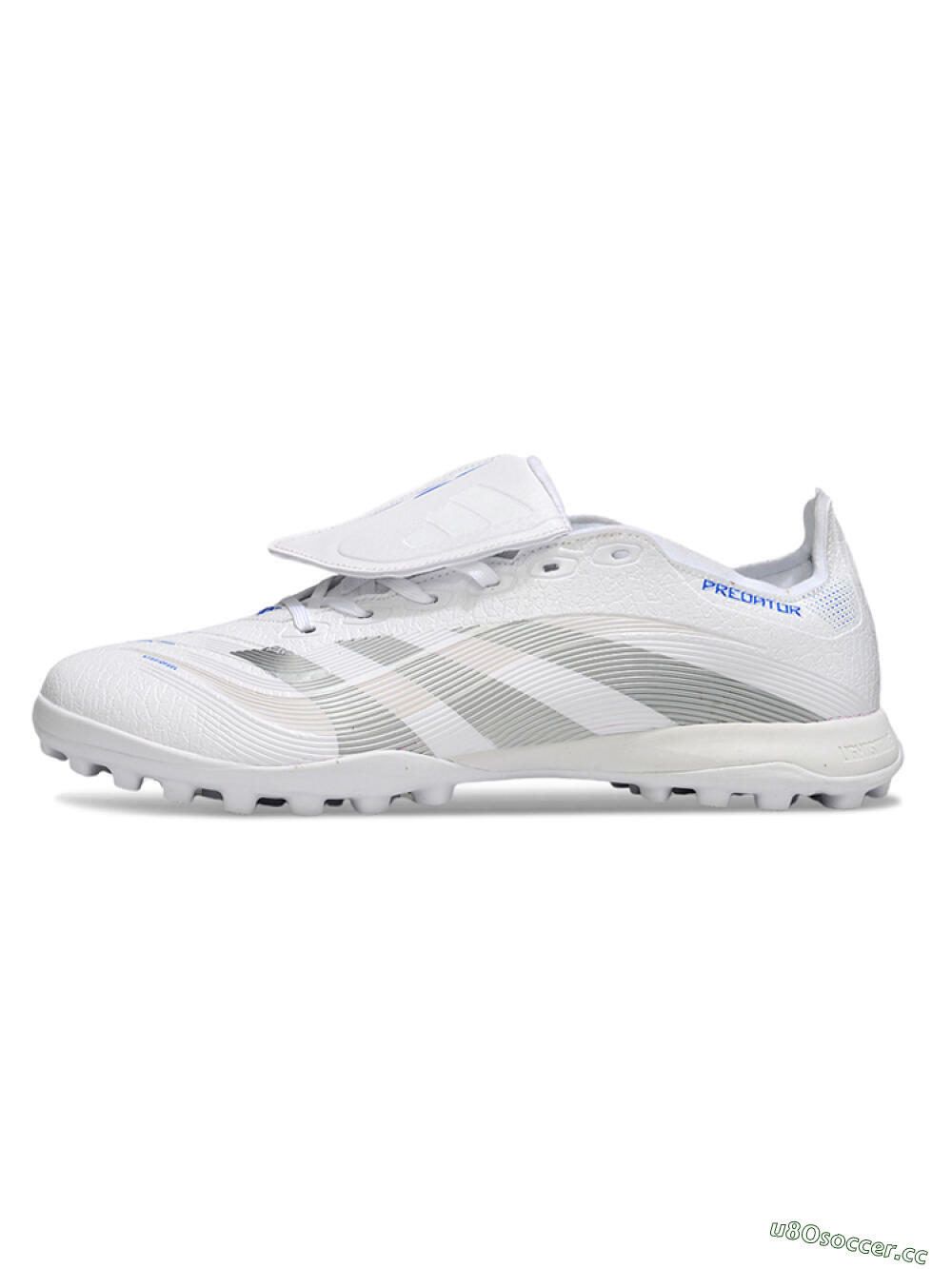Unisex Adidas Predator 25 Elite Foldover Tongue TF Artificial Turf Low-Tops Football Shoes - White/Silver/Blue 0