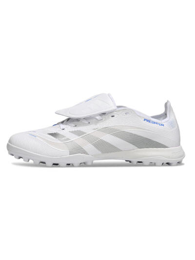 Unisex Adidas Predator 25 Elite Foldover Tongue TF Artificial Turf Low-Tops Football Shoes - White/Silver/Blue