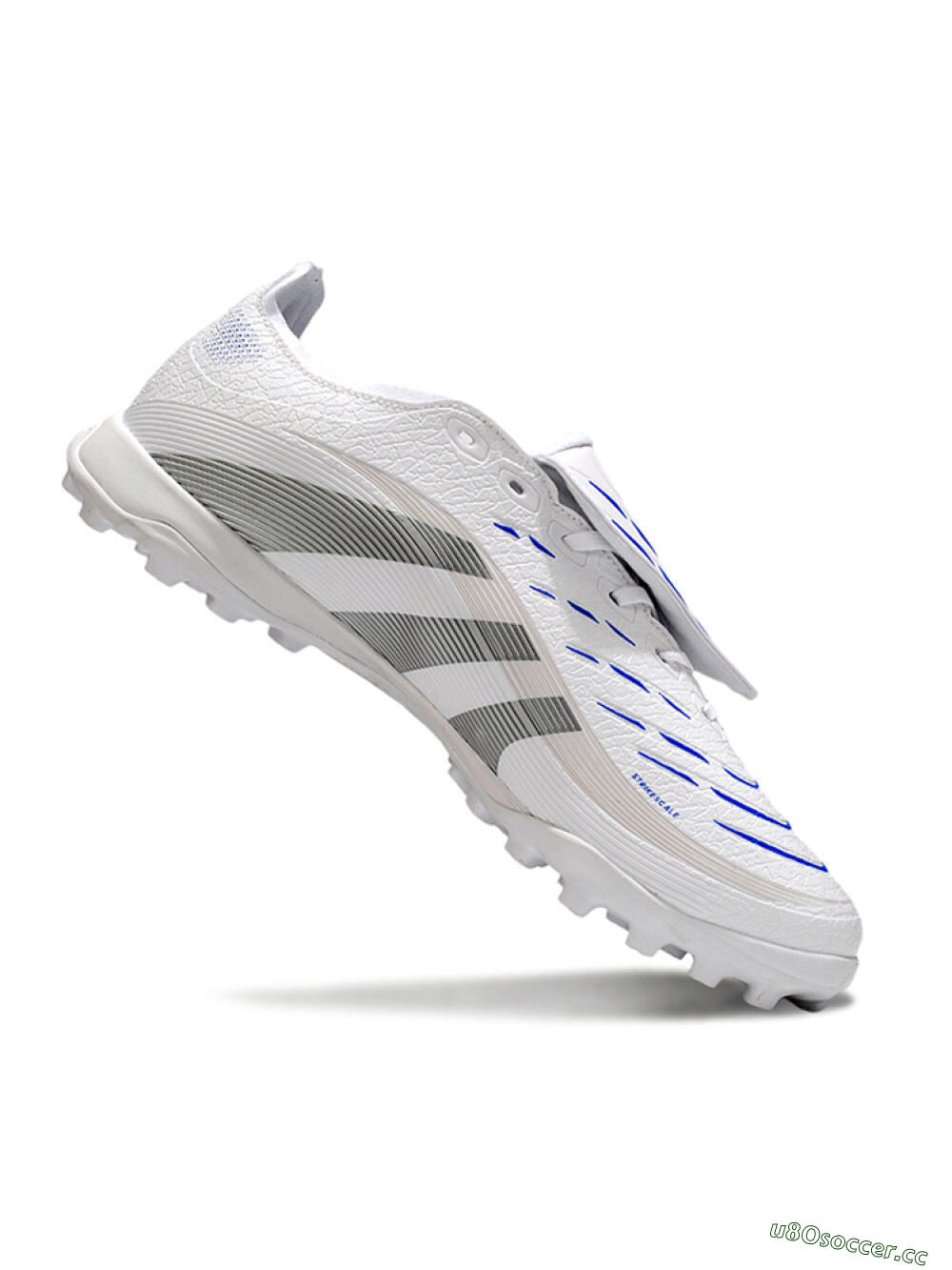 Unisex Adidas Predator 25 Elite Foldover Tongue TF Artificial Turf Low-Tops Football Shoes - White/Silver/Blue 4