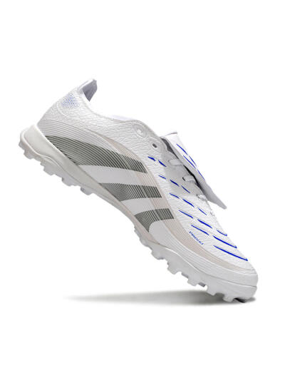 Unisex Adidas Predator 25 Elite Foldover Tongue TF Artificial Turf Low-Tops Football Shoes - White/Silver/Blue