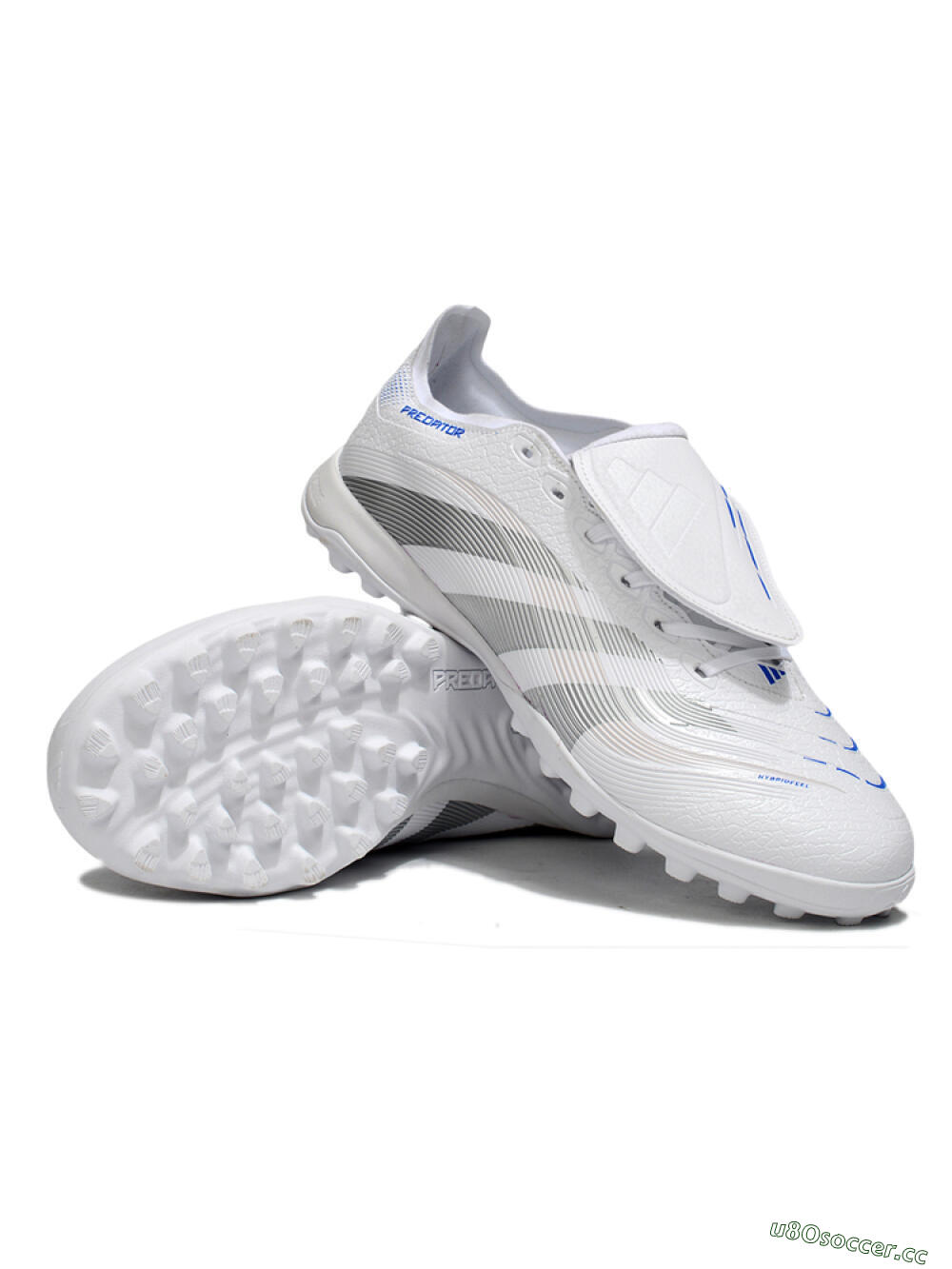 Unisex Adidas Predator 25 Elite Foldover Tongue TF Artificial Turf Low-Tops Football Shoes - White/Silver/Blue 3