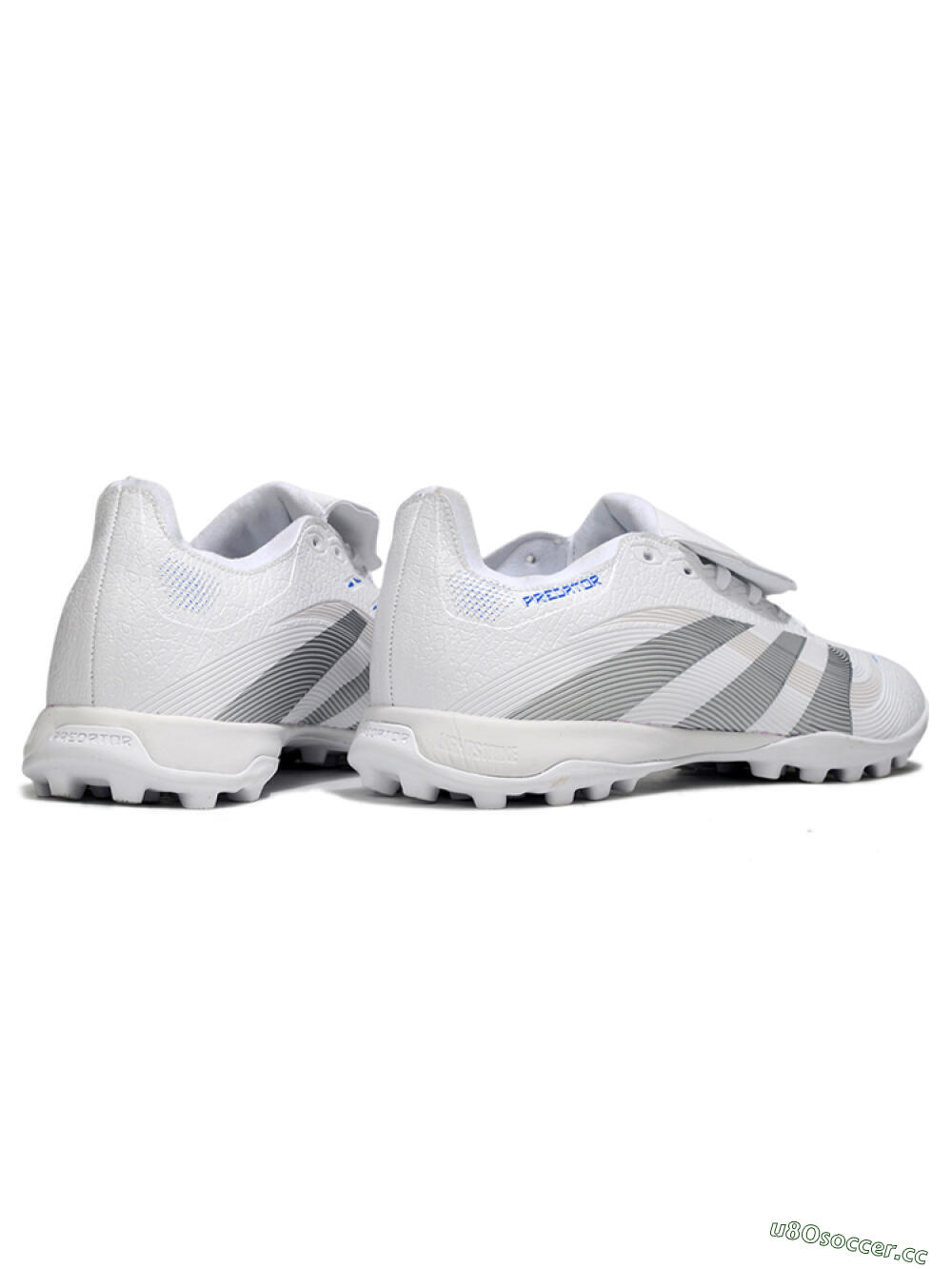 Unisex Adidas Predator 25 Elite Foldover Tongue TF Artificial Turf Low-Tops Football Shoes - White/Silver/Blue 6