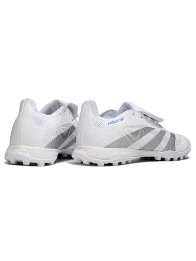 Unisex Adidas Predator 25 Elite Foldover Tongue TF Artificial Turf Low-Tops Football Shoes - White/Silver/Blue