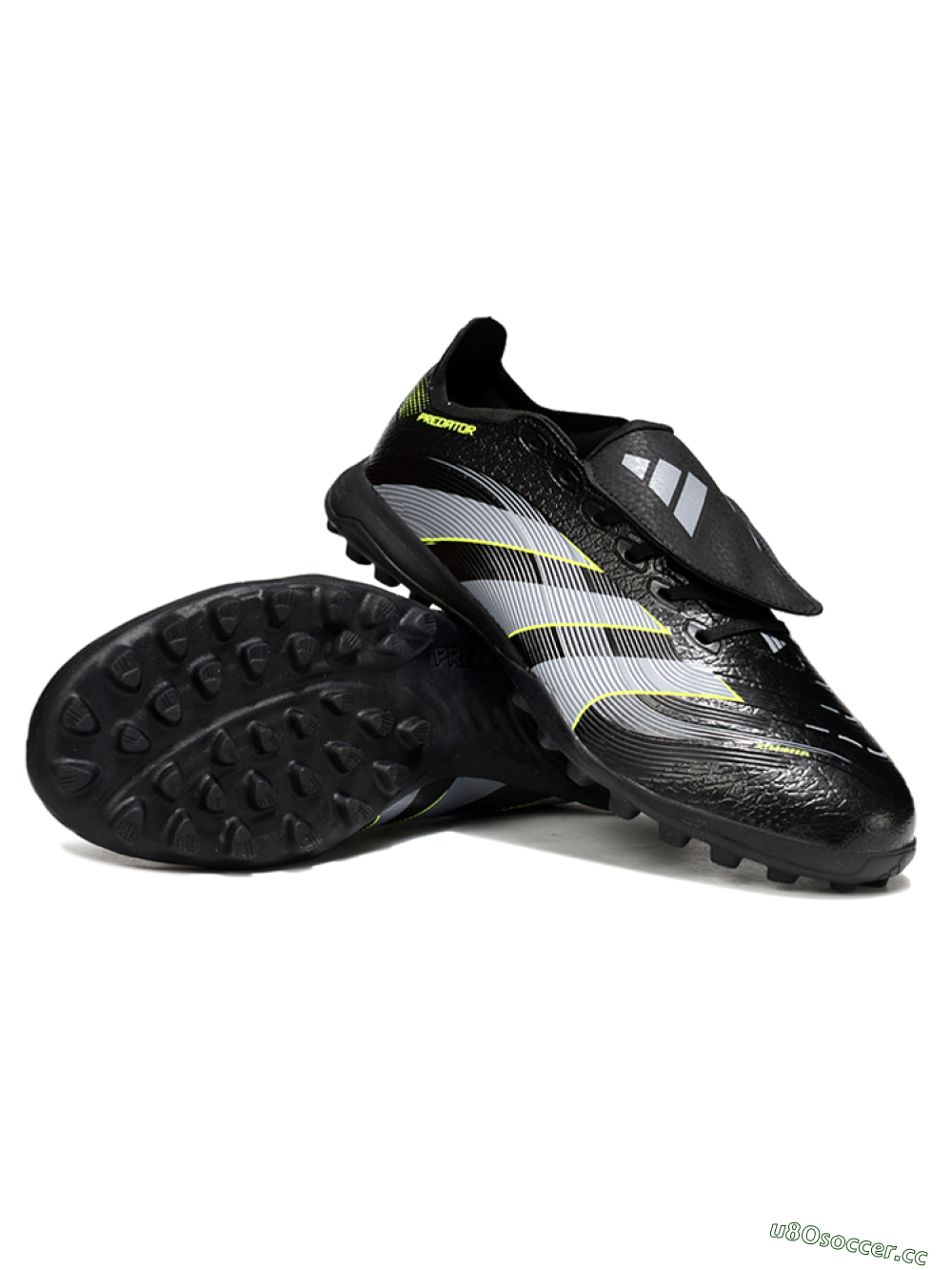 Unisex Adidas Predator 25 Elite Foldover Tongue TF Artificial Turf Low-Tops Football Shoes - Black/Grey/Yellow 3