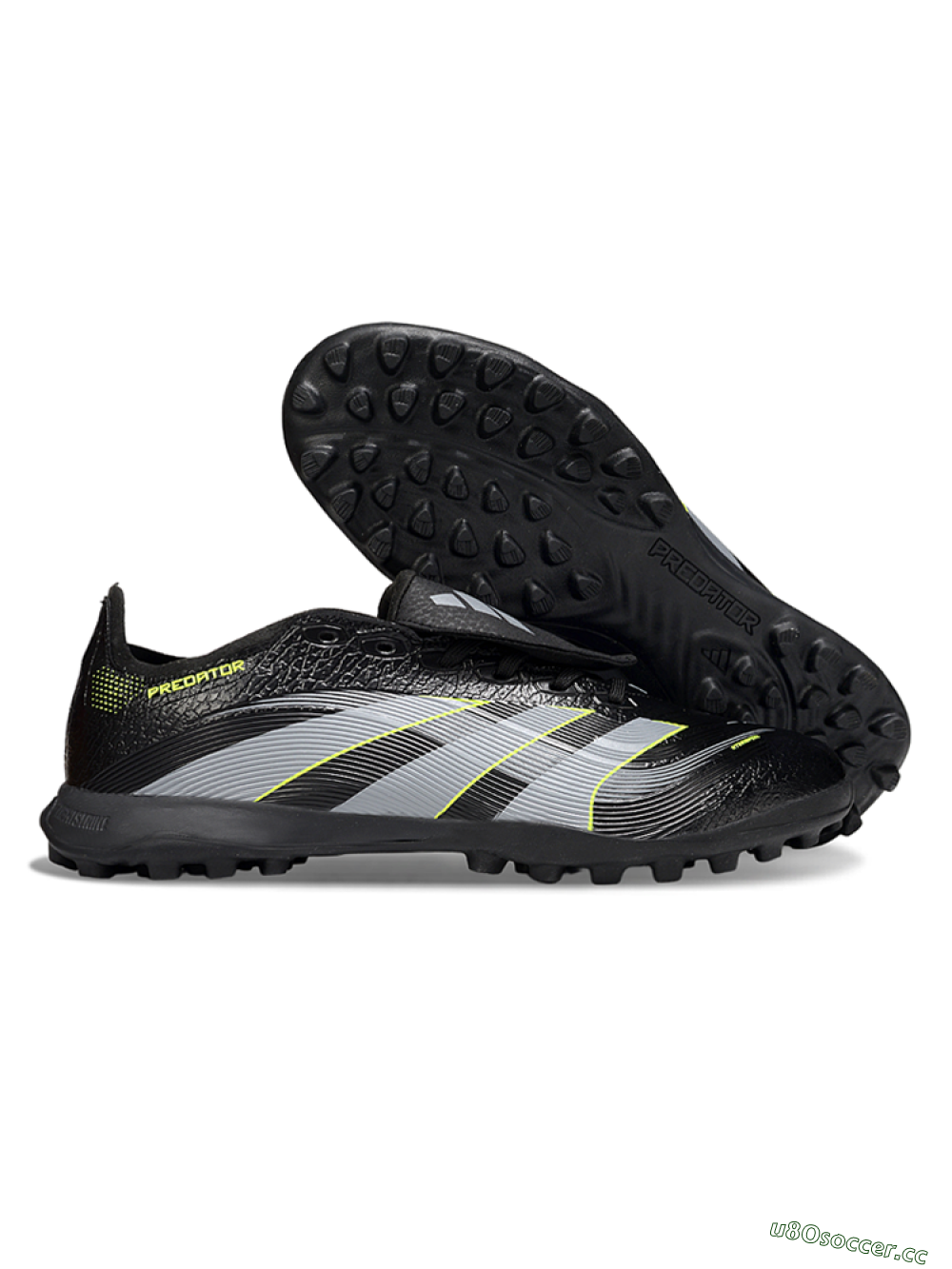 Unisex Adidas Predator 25 Elite Foldover Tongue TF Artificial Turf Low-Tops Football Shoes - Black/Grey/Yellow 2