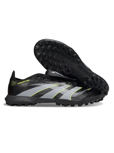 Unisex Adidas Predator 25 Elite Foldover Tongue TF Artificial Turf Low-Tops Football Shoes - Black/Grey/Yellow