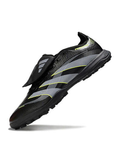 Unisex Adidas Predator 25 Elite Foldover Tongue TF Artificial Turf Low-Tops Football Shoes - Black/Grey/Yellow