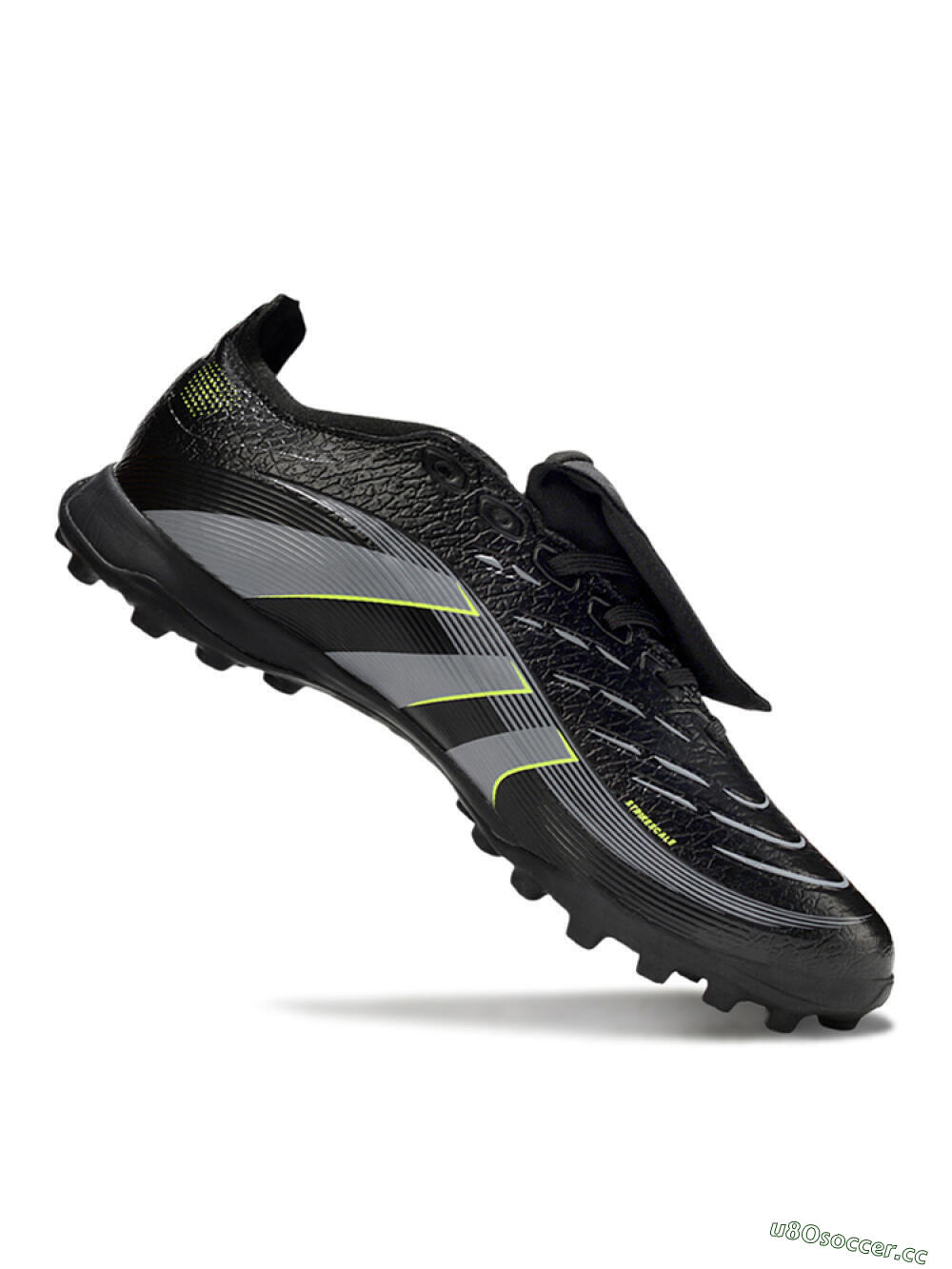 Unisex Adidas Predator 25 Elite Foldover Tongue TF Artificial Turf Low-Tops Football Shoes - Black/Grey/Yellow 4