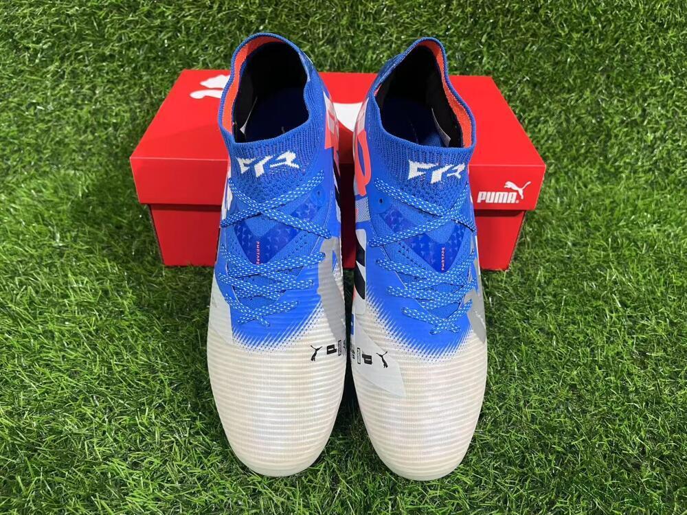 Unisex Puma Future 8 Ultimate FG Firm Ground Low-Tops Football Boots - Blue/Silver/Red