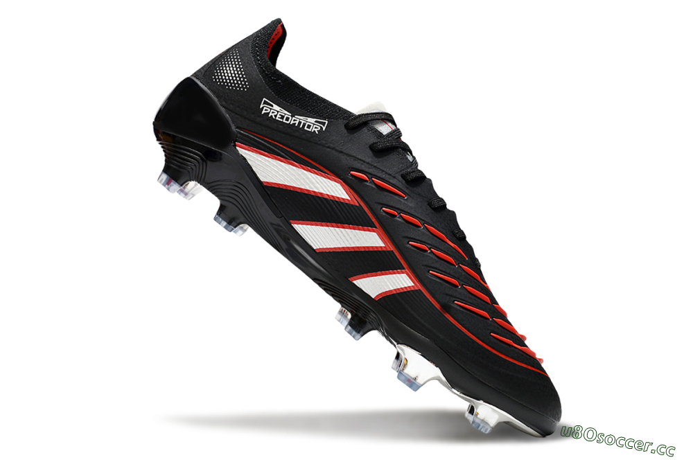 Men's Adidas Predator 25 Elite FG Firm Ground Low-Tops Football Boots - Black/Silver/Red 4