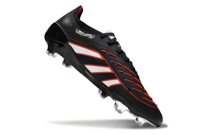 Men's Adidas Predator 25 Elite FG Firm Ground Low-Tops Football Boots - Black/Silver/Red