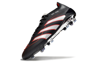 Men's Adidas Predator 25 Elite FG Firm Ground Low-Tops Football Boots - Black/Silver/Red