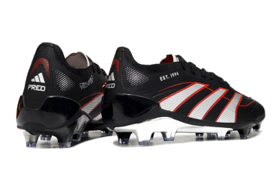 Men's Adidas Predator 25 Elite FG Firm Ground Low-Tops Football Boots - Black/Silver/Red