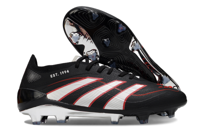Men's Adidas Predator 25 Elite FG Firm Ground Low-Tops Football Boots - Black/Silver/Red