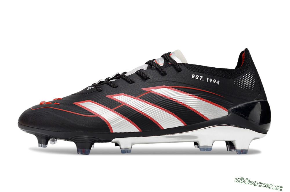 Men's Adidas Predator 25 Elite FG Firm Ground Low-Tops Football Boots - Black/Silver/Red 0