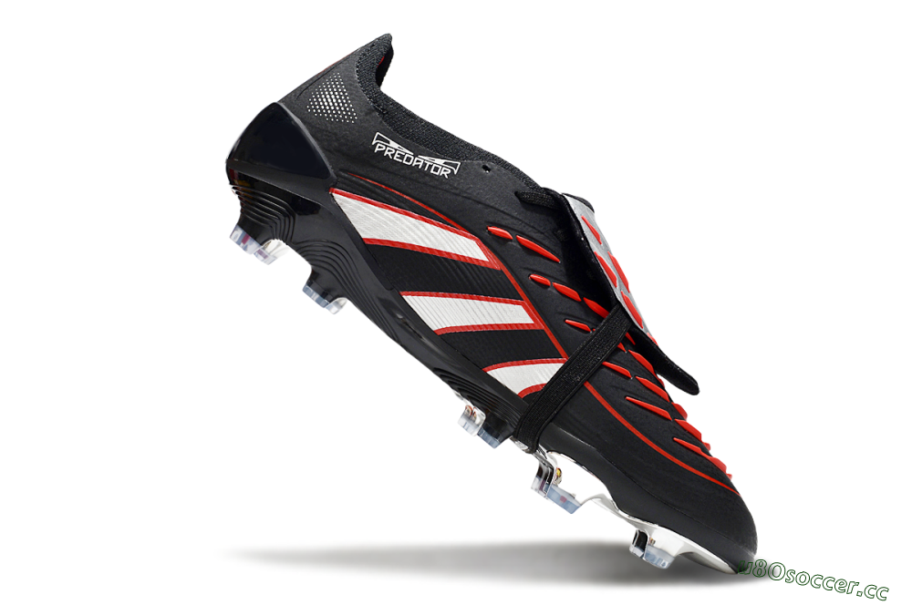 Men's Adidas Predator 25 Elite Foldover Tongue FG Firm Ground Low-Tops Football Boots - Black/Silver/Red 4