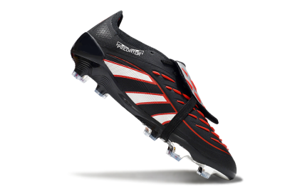 Men's Adidas Predator 25 Elite Foldover Tongue FG Firm Ground Low-Tops Football Boots - Black/Silver/Red