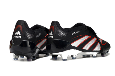 Men's Adidas Predator 25 Elite Foldover Tongue FG Firm Ground Low-Tops Football Boots - Black/Silver/Red