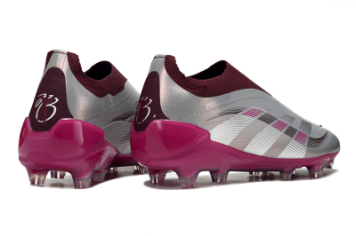 Men's Adidas Predator 25 Elite Laceless FG Firm Ground Low-Tops Football Boots - Silver/Red/Pink