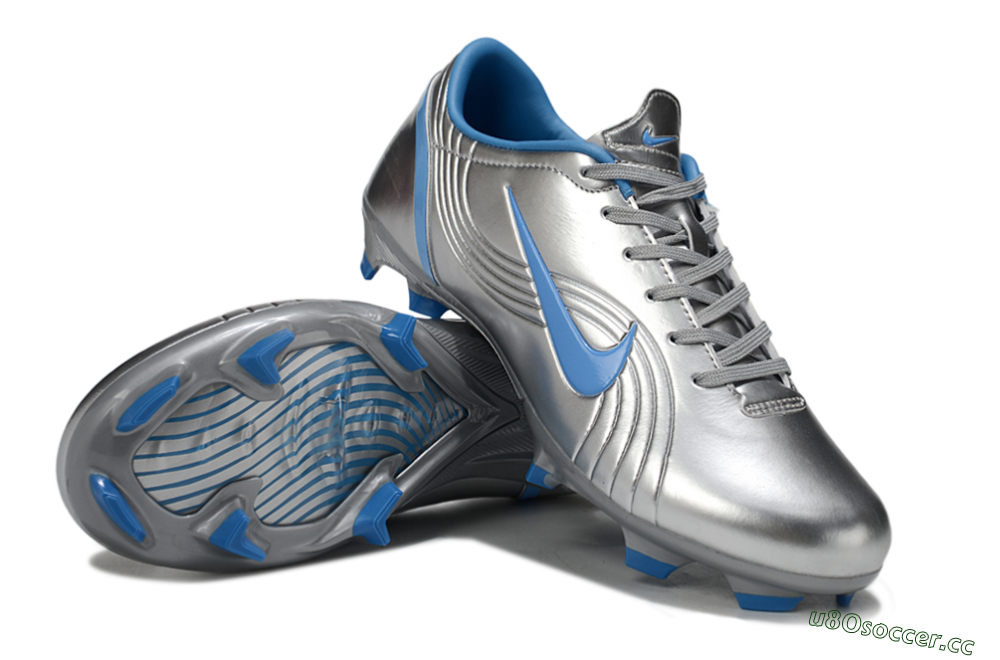 Men's Nike Mercurial Vapor 1 Elite FG Firm Ground Low-Tops Football Boots - Silver/Blue 3