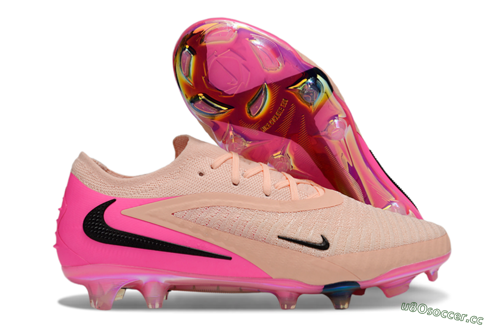 Men's Nike Phantom 6 Low Elite FG Firm Ground Low-Tops Football Boots - Pink/Black/Gold 2